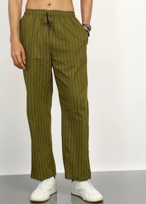 Olive_Green_Striped___Kurta_Pajama_Set_for_Men