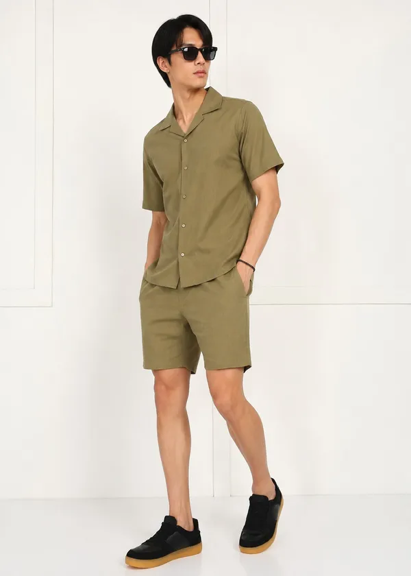 Olive_Green___Short_Sleeve_Shirt_and_Shorts_Set_for_Men