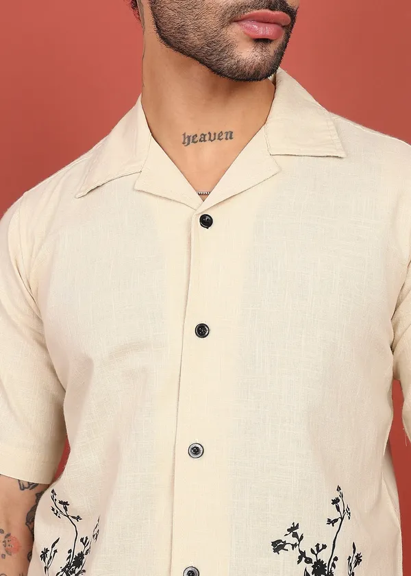 Beige_Floral_Printed_Short_Sleeve_Shirt_for_Men