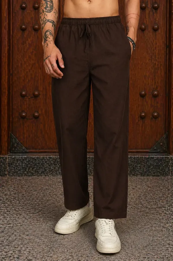 Brown_Relaxed_Fit_Drawstring_Trousers_for_Men