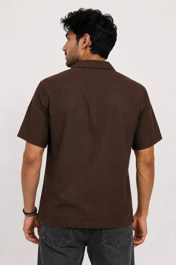 Brown_Floral_printed_Short_Sleeve_Shirt_for_Men