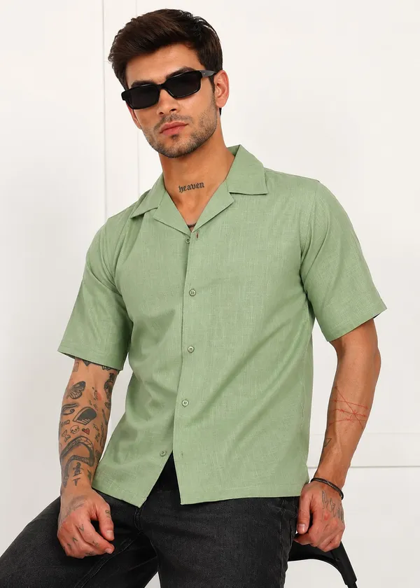 Green___Short_Sleeve_Casual_Shirt_for_Men