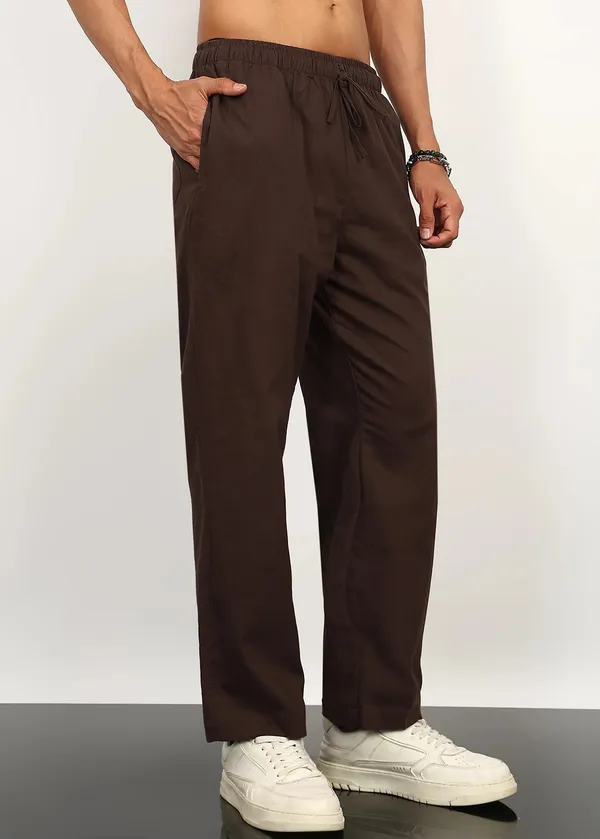 Brown_Relaxed_Fit_Drawstring_Trousers_for_Men