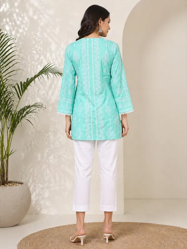 Sea_Green_Printed___Short_Kurti_for_Women