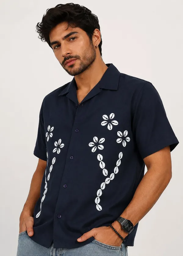 Navy_Blue_printed_Short_Sleeve_Shirt_for_Men