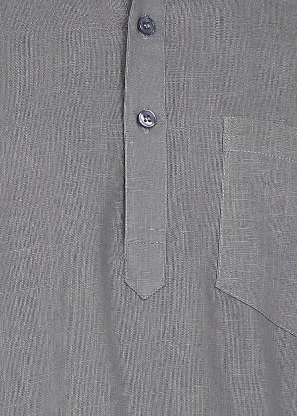 Grey___Mandarin_Collar_Casual_Short_Kurta_for_Men