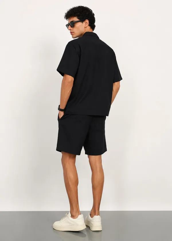 Black_Short_Sleeve_Shirt_And_Shorts_Co-Ord_Set_For_Men