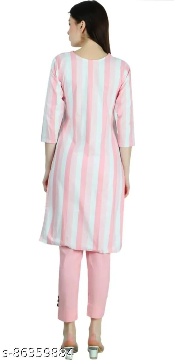 Pink_Khadi_Cotton_Striped_Straight_Kurta_Pant_Set_For_Women