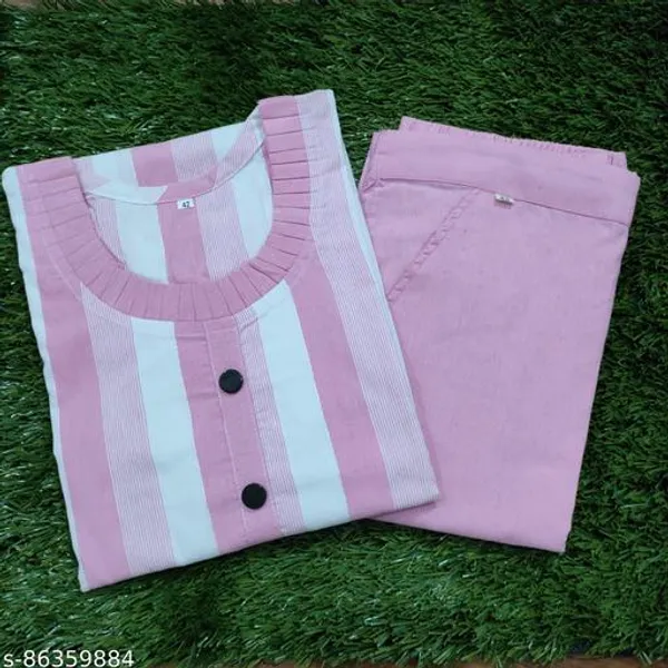 Pink_Khadi_Cotton_Striped_Straight_Kurta_Pant_Set_For_Women