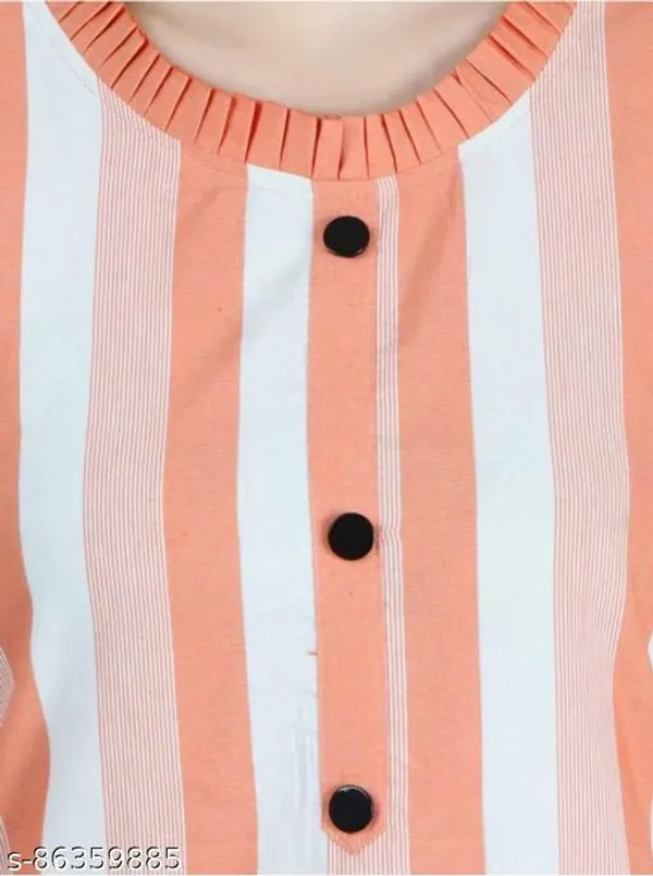 Peach_Khadi_Cotton_Striped_Straight_Kurta_Pant_Set_For_Women