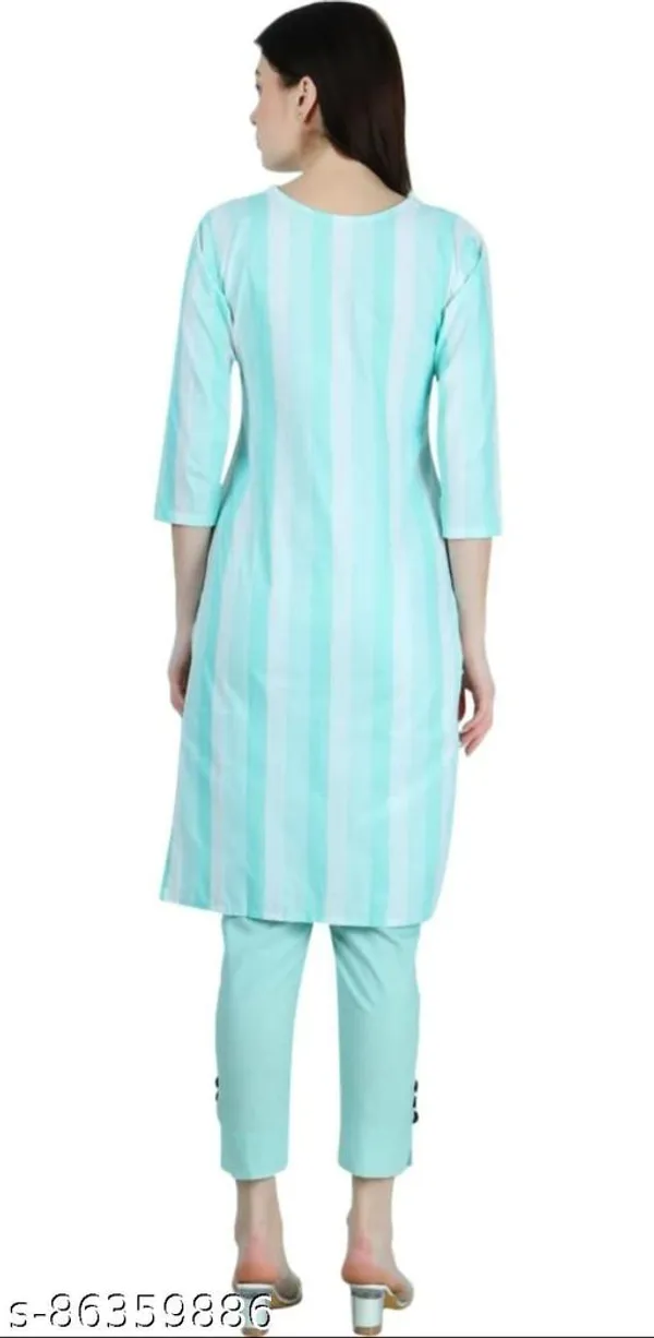 Blue_Cotton_Blend_Straight_Kurta_Pant_Set_For_Women
