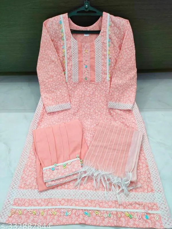 Peach_Cotton_Blend_Afghani_Salwar_Kurta_Set_For_Women