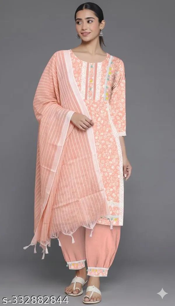 Peach_Cotton_Blend_Afghani_Salwar_Kurta_Set_For_Women