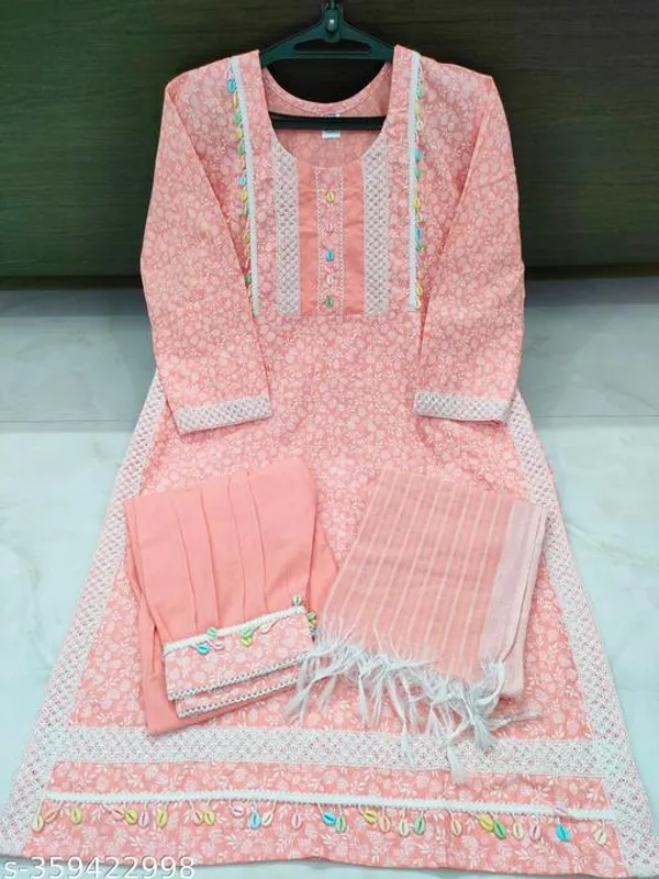 Peach_Cotton_Blend_Afghani_Salwar_Kurta_Dupatta_Set_For_Women
