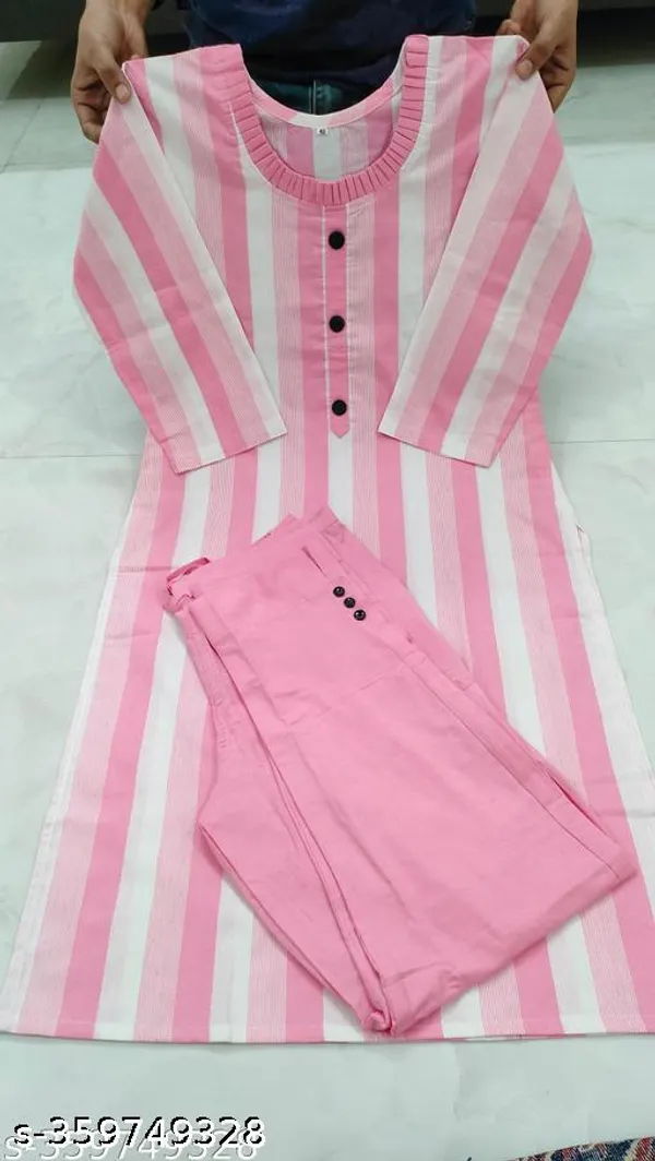 White_And_Pink_Cotton_Blend_Kurta_Set_Combo_For_Women_Pack_Of_2