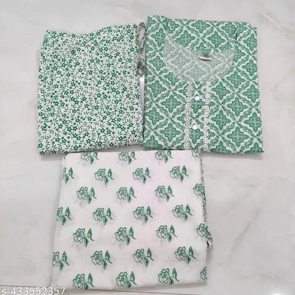Green_Cotton_Printed_Straight_Kurta_Trouser_Dupatta_Set_For_Women