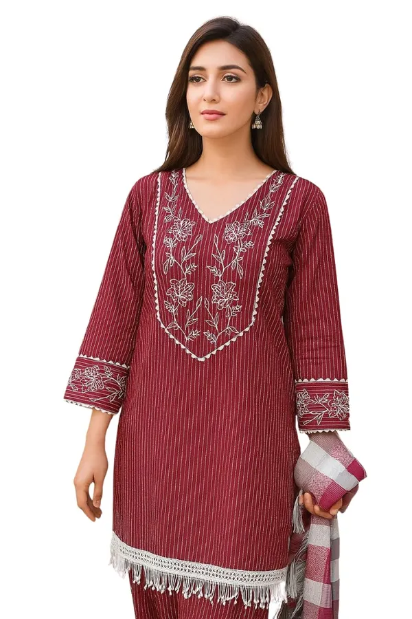 Maroon_Cotton_Blend_Straight_Fit_Embroidered_Kurta_Set_For_Women