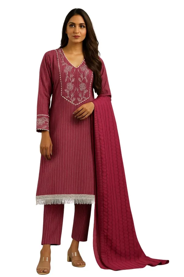 Red_Cotton_Blend_Straight_Fit_Embroidered_Kurta_Set_For_Women