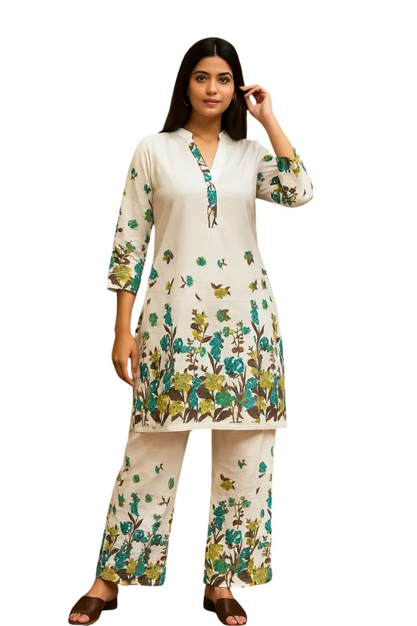 Green_Cotton_Floral_Printed_Kurta_Palazzo_Set_For_Women