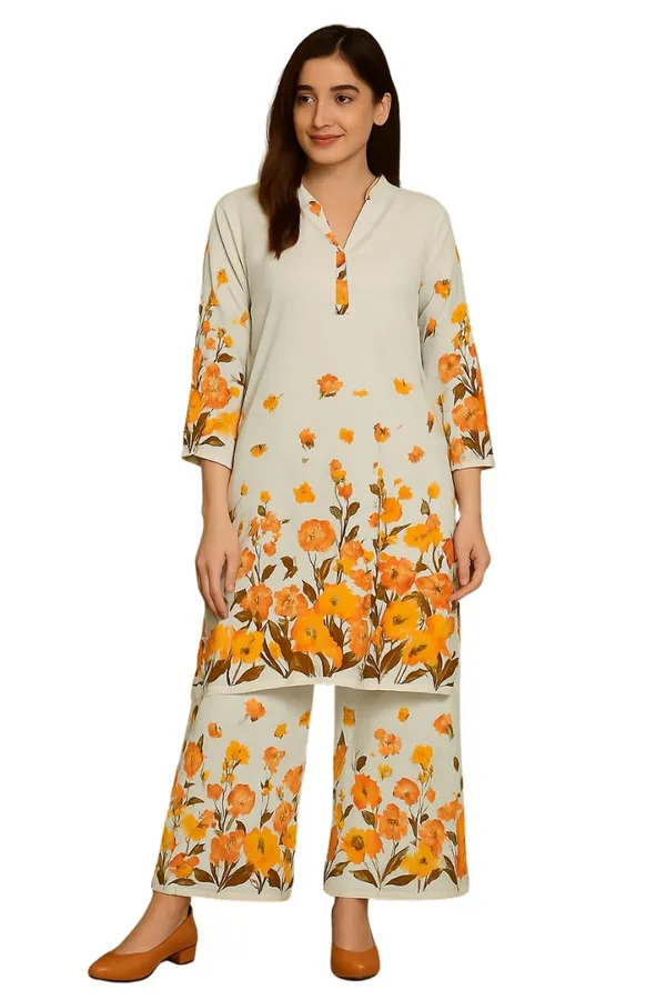 Orange_Cotton_Floral_Printed_Kurta_Palazzo_Set_For_Women