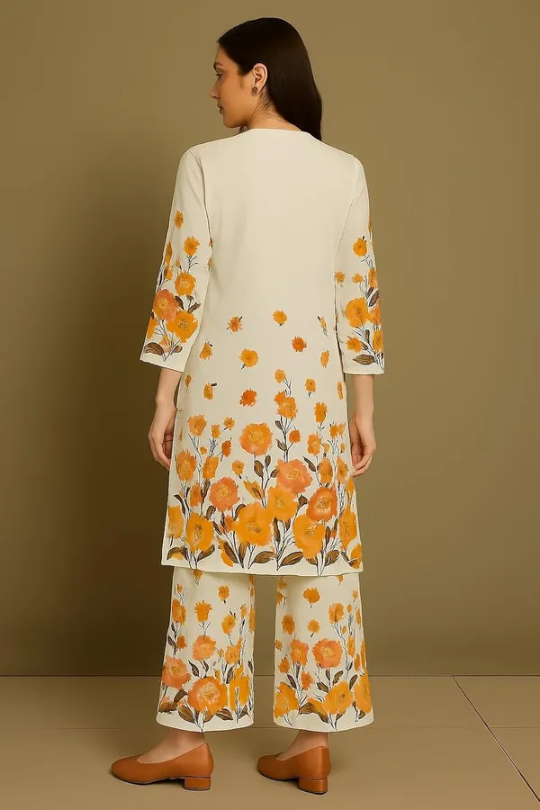 Orange_Cotton_Floral_Printed_Kurta_Palazzo_Set_For_Women