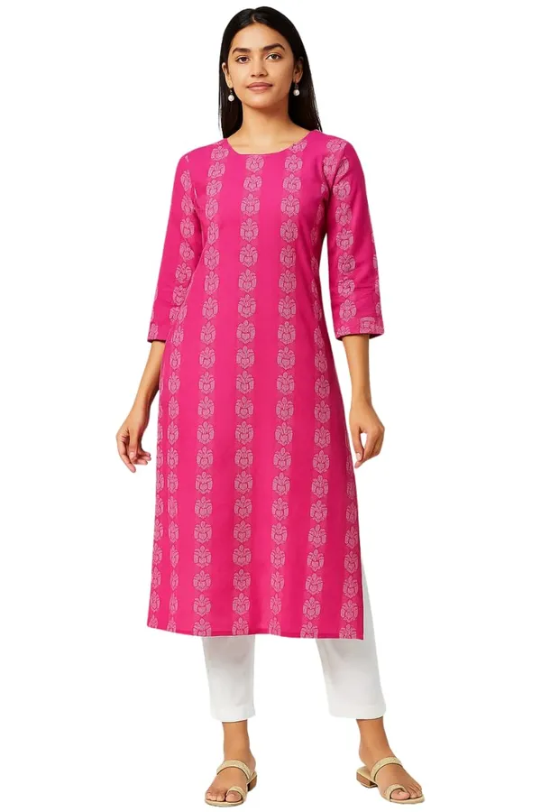 Pink_Cotton_Straight_Printed_Kurta_For_Women