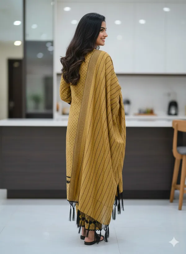 Yellow_Black_Blue_Cotton_Self_Design_Kurta_Salwar_Dupatta_Set_For_Women