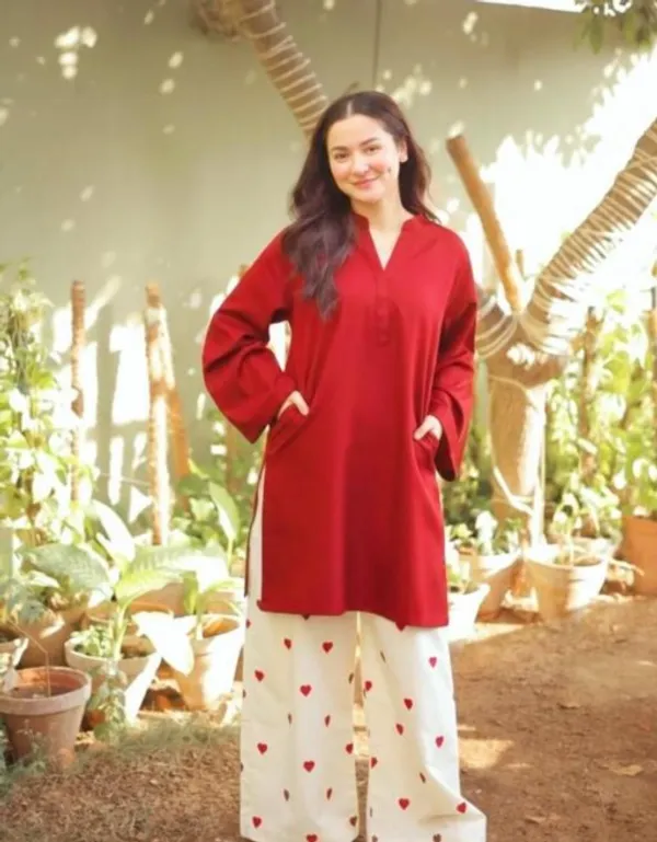 Red_Rayon_A-Line_Solid_Kurta_With_Bottomwear_Set_For_Women