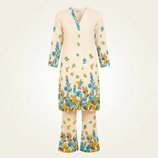 White_Cotton_Floral_Printed_Kurta_Palazzo_Set_For_Women