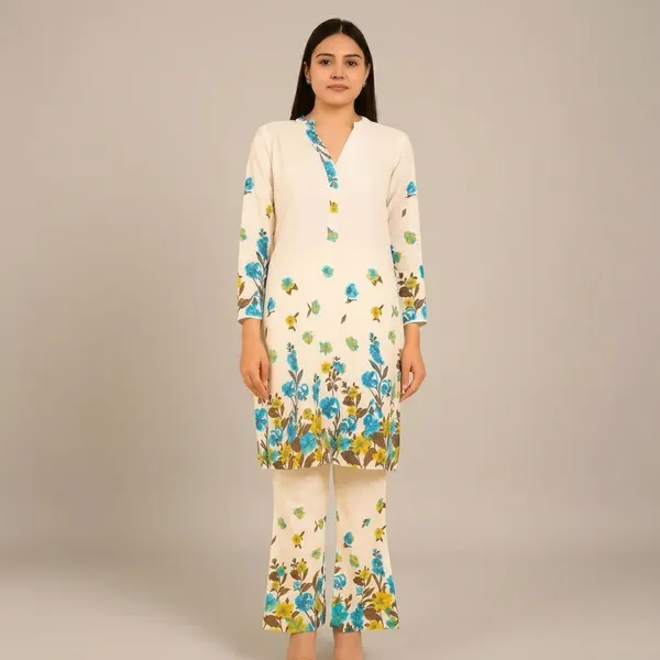 White_Cotton_Floral_Printed_Kurta_Palazzo_Set_For_Women