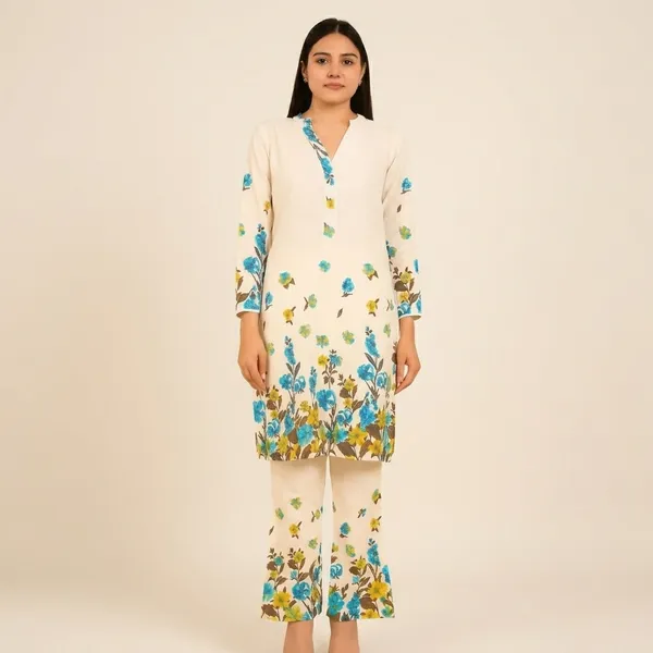 White_Cotton_Floral_Printed_Kurta_Palazzo_Set_For_Women