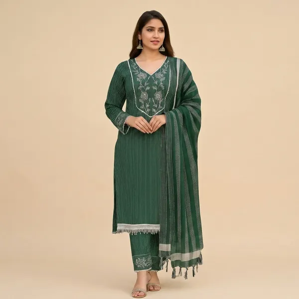 Green_Cotton_Blend_Straight_Fit_Embroidered_Kurta_Set_For_Women