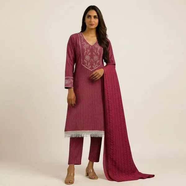 Red_Cotton_Blend_Straight_Fit_Embroidered_Kurta_Set_For_Women