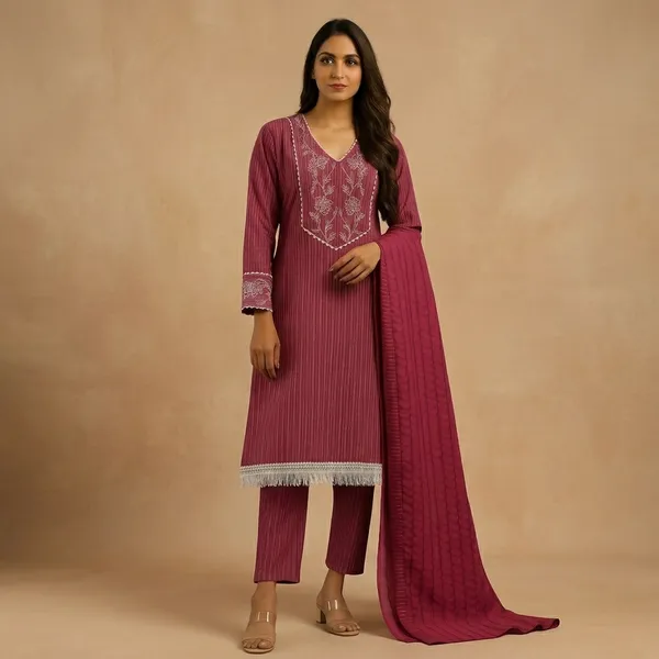 Red_Cotton_Blend_Straight_Fit_Embroidered_Kurta_Set_For_Women