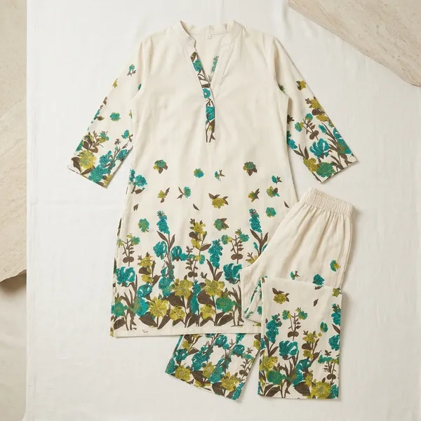 Green_Cotton_Floral_Printed_Kurta_Palazzo_Set_For_Women