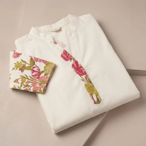 White_Cotton_Floral_Printed_Kurta_Palazzo_Set_For_Women