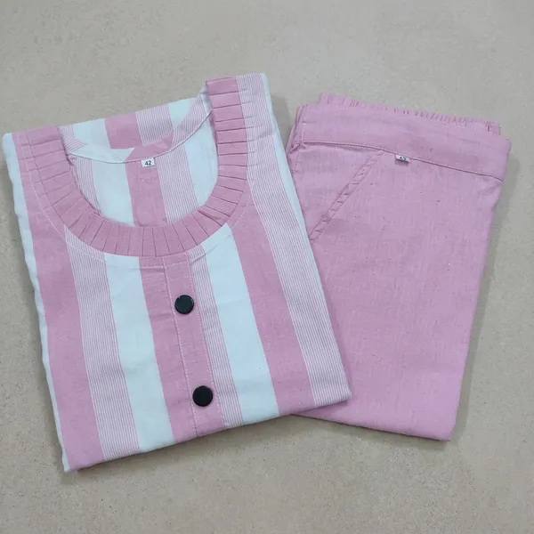 Pink_Khadi_Cotton_Striped_Straight_Kurta_Pant_Set_For_Women