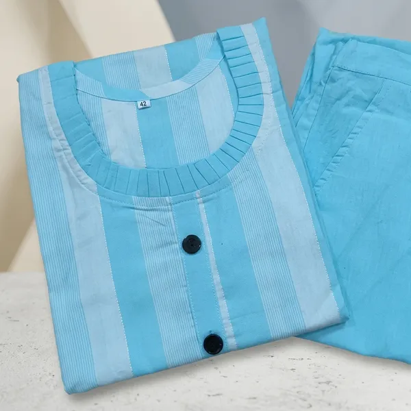 Blue_Cotton_Blend_Straight_Kurta_Pant_Set_For_Women