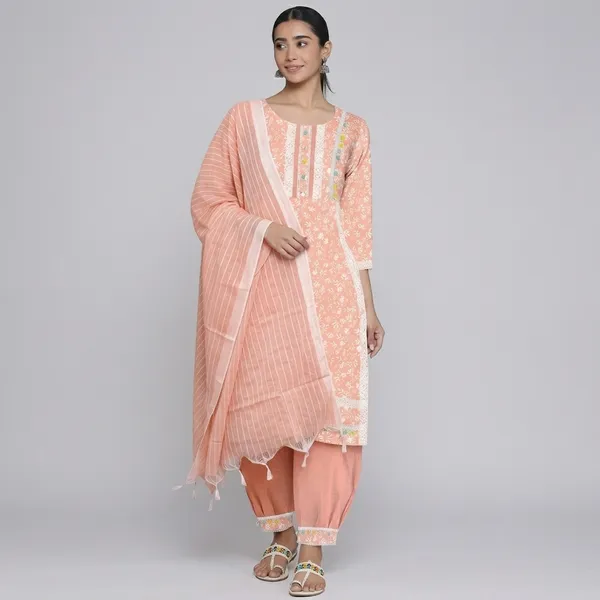 Peach_Cotton_Blend_Afghani_Salwar_Kurta_Set_For_Women