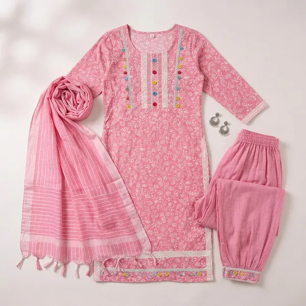 Pink_Cotton_Blend_Afghani_Salwar_Kurta_Set_For_Women
