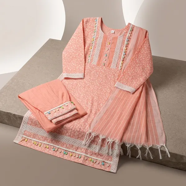 Peach_Cotton_Blend_Afghani_Salwar_Kurta_Dupatta_Set_For_Women