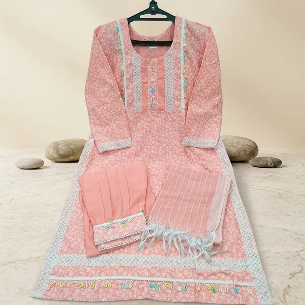 Peach_Cotton_Blend_Afghani_Salwar_Kurta_Dupatta_Set_For_Women