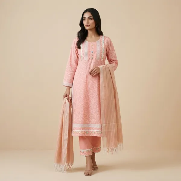 Peach_Cotton_Blend_Afghani_Salwar_Kurta_Dupatta_Set_For_Women