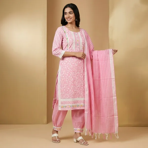 Pink_Cotton_Blend_A-Line_Embroidered_Kurta_Dupatta_Set_For_Women