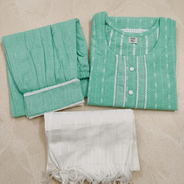 Green_Cotton_Afghani_Salwar_Kurta_Dupatta_Set_For_Women