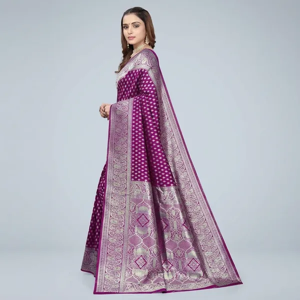 Purple_Silk_And_Polyester_Saree_With_Blouse_Piece_For_Women
