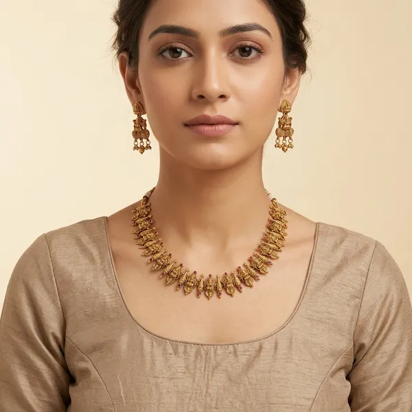 Golden_Brass_Temple_Lakshmi_Necklace_Set_For_Women