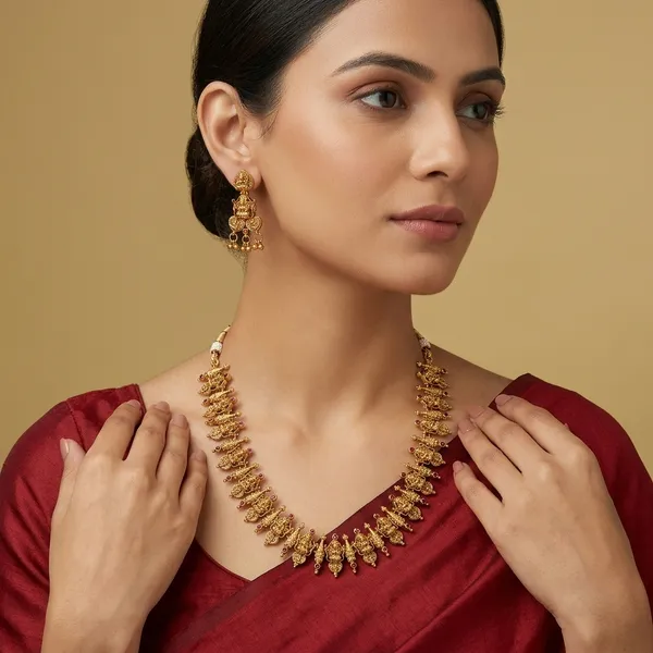 Golden_Brass_Temple_Lakshmi_Necklace_Set_For_Women