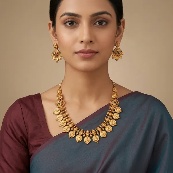 Golden_Brass_Lakshmi_Coin_Gemstone_Necklace_Set_For_Women