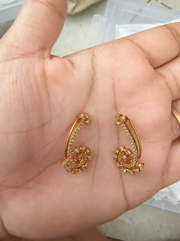 Golden_Brass_Peacock_Stone_Embellished_Ear_Cuffs_For_Women